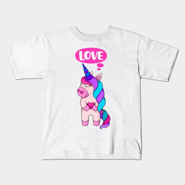 Love unicorn Kids T-Shirt by Mashmuh